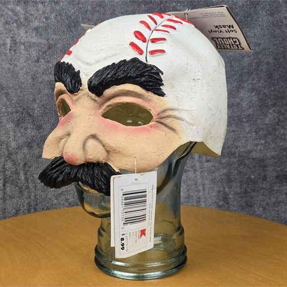 Vintage Halloween Baseball Head Guy Half Mask Vinyl Mustache Seasons for Kmart - Picture 11 of 14